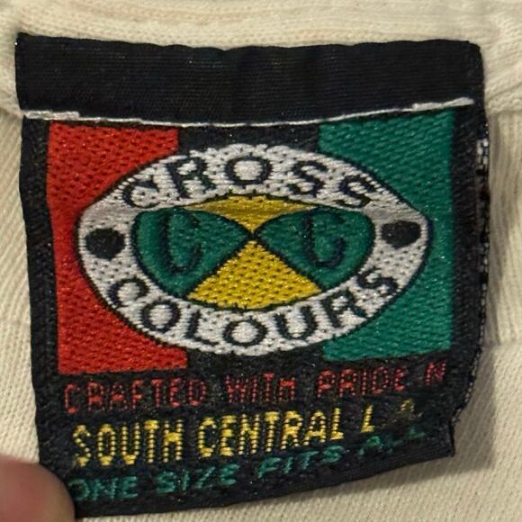 Vintage 90s Cross Colours Is This The Future? Prison Bars Long Sleeve Shirt OSFA - Picture 6 of 6